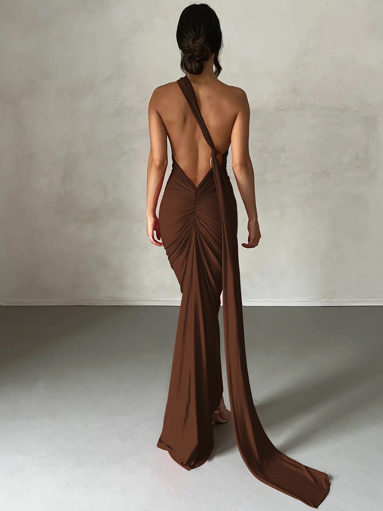 Variant image for Dames Maxi Jurk Zomer One Shoulder Ruched Sexy-5