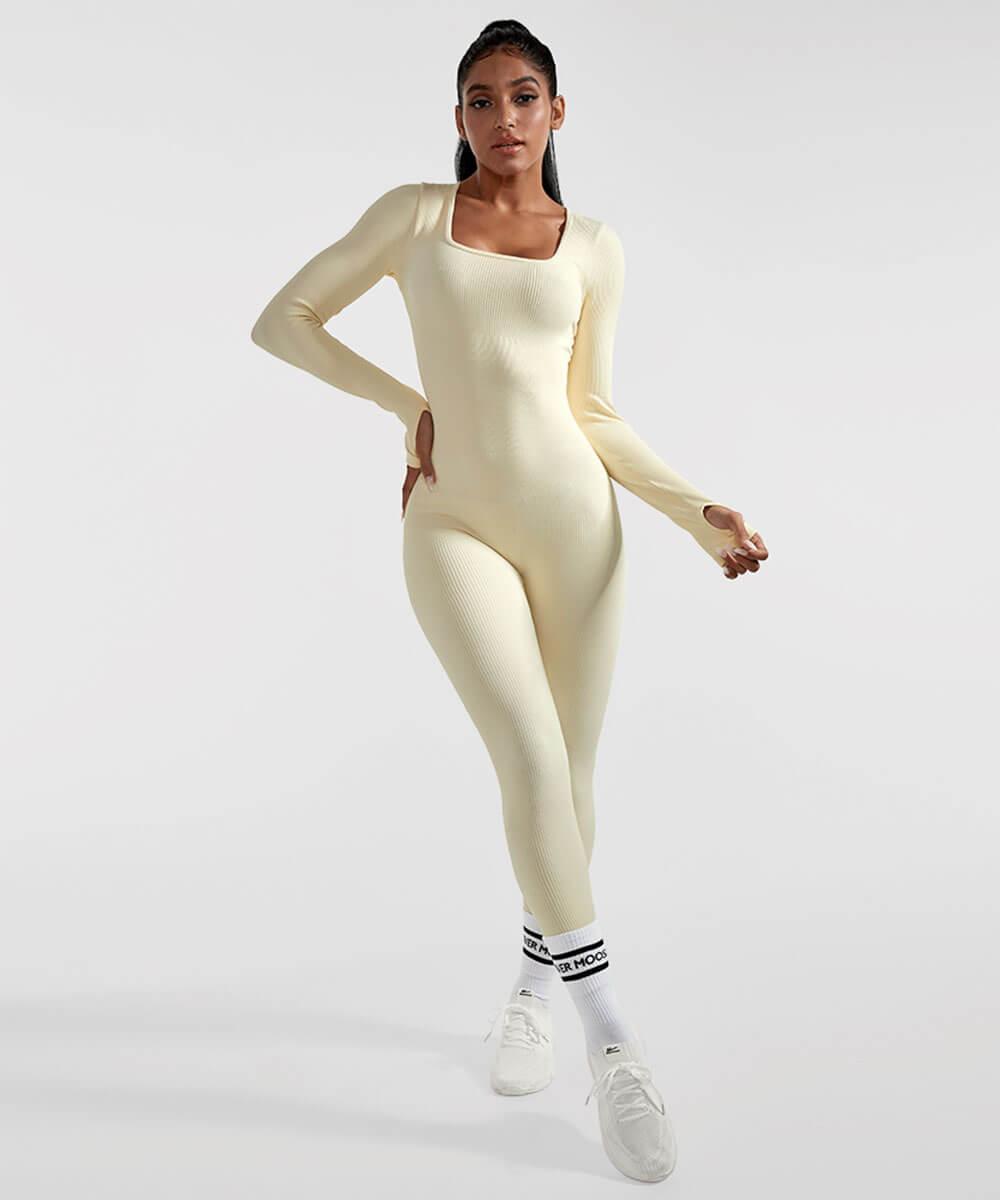 SOLANA – Ribbed seamless jumpsuit dames met lange mouwen | Sexy, comfy & sporty fit
