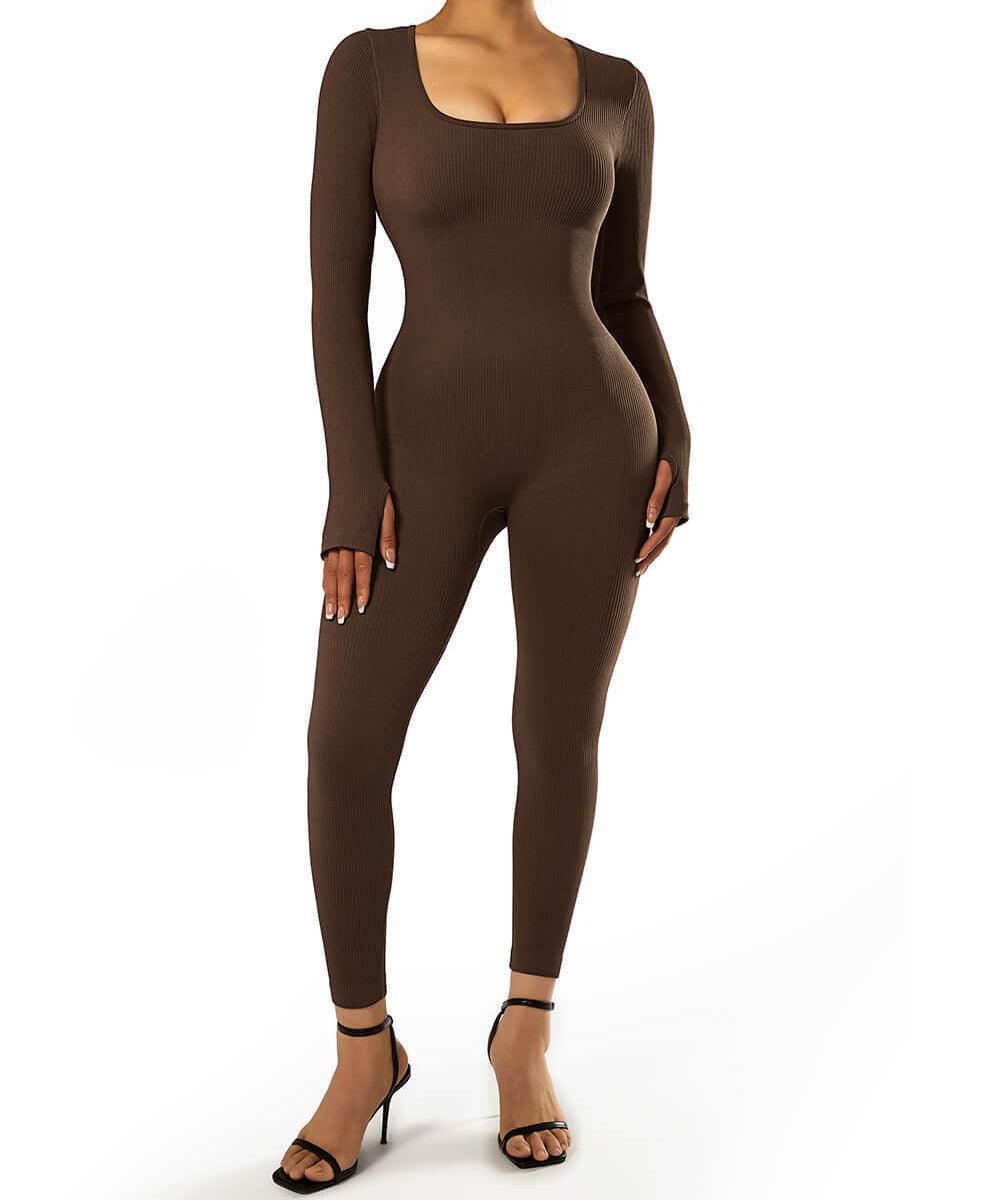 SOLANA – Ribbed seamless jumpsuit dames met lange mouwen | Sexy, comfy & sporty fit