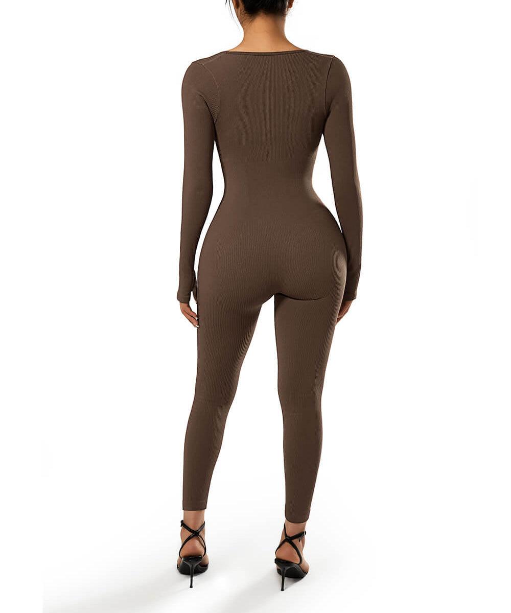 SOLANA – Ribbed seamless jumpsuit dames met lange mouwen | Sexy, comfy & sporty fit