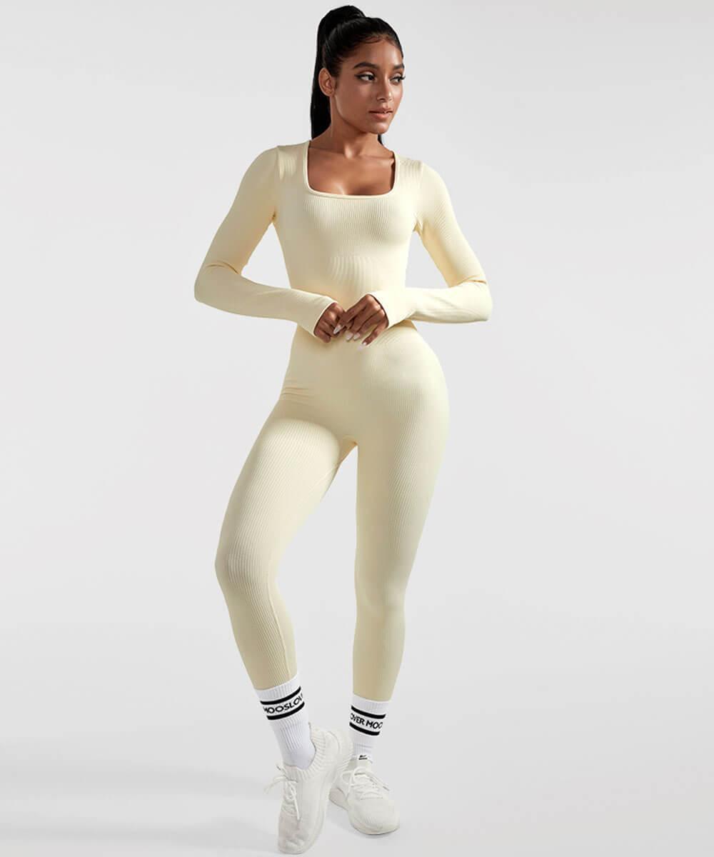 SOLANA – Ribbed seamless jumpsuit dames met lange mouwen | Sexy, comfy & sporty fit