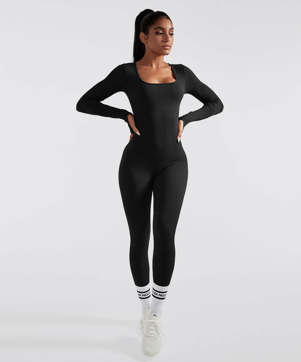SOLANA – Ribbed seamless jumpsuit dames met lange mouwen | Sexy, comfy & sporty fit