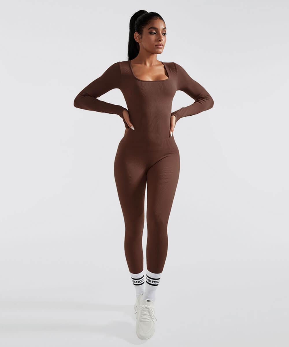 SOLANA – Ribbed seamless jumpsuit dames met lange mouwen | Sexy, comfy & sporty fit