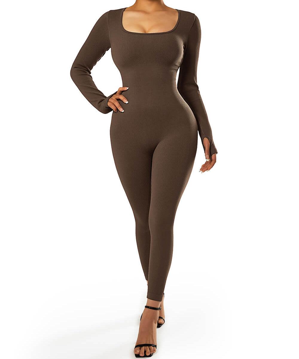 SOLANA – Ribbed seamless jumpsuit dames met lange mouwen | Sexy, comfy & sporty fit