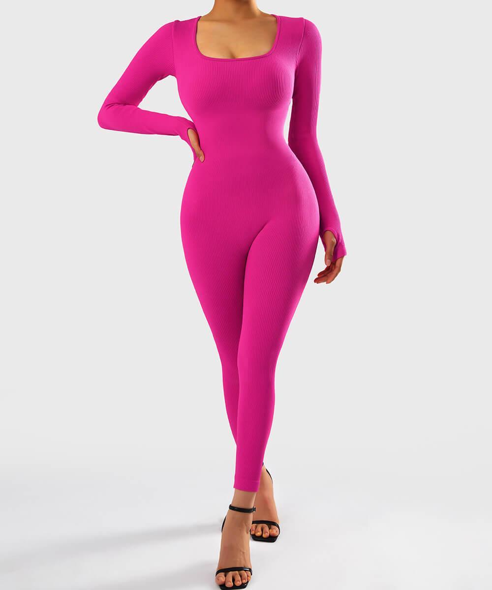 SOLANA – Ribbed seamless jumpsuit dames met lange mouwen | Sexy, comfy & sporty fit