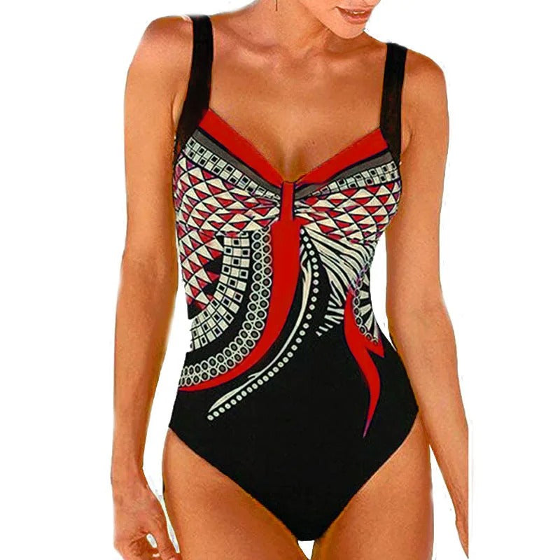 Dames Badpak Met Trendy Print - Flatterend Design En Ondersteunende Cups-1
